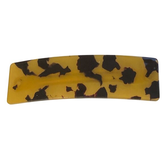 Large Tan Brown Tortoise Shell Confetti Acrylic Hair Barrette French Clip Style - Picture 2 of 9